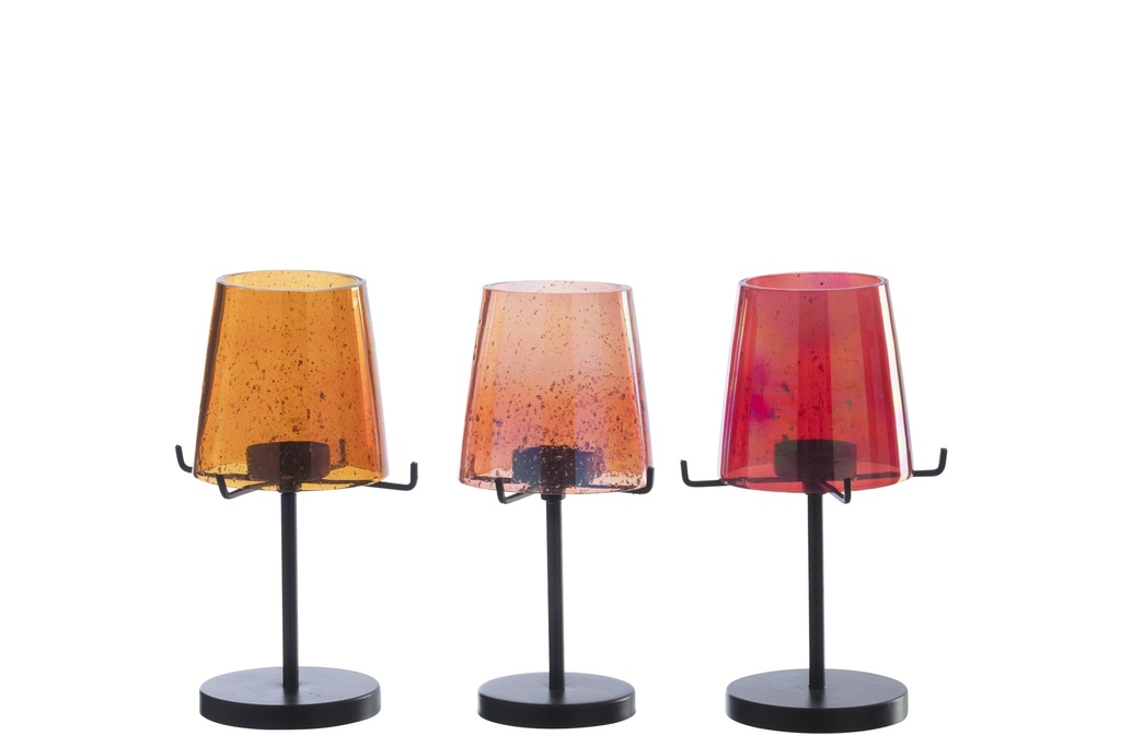 Tealight Holder Glass Orange/Red Assortment