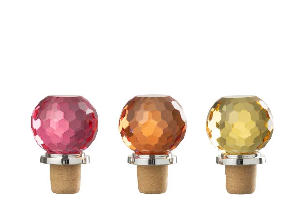 Bottle Stopper Ball Glass Yellow/Orange