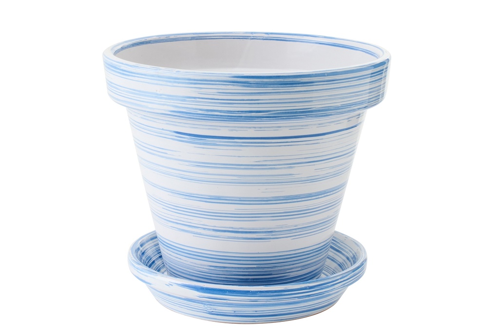 Flowerpot Ceramic Blue/White Large