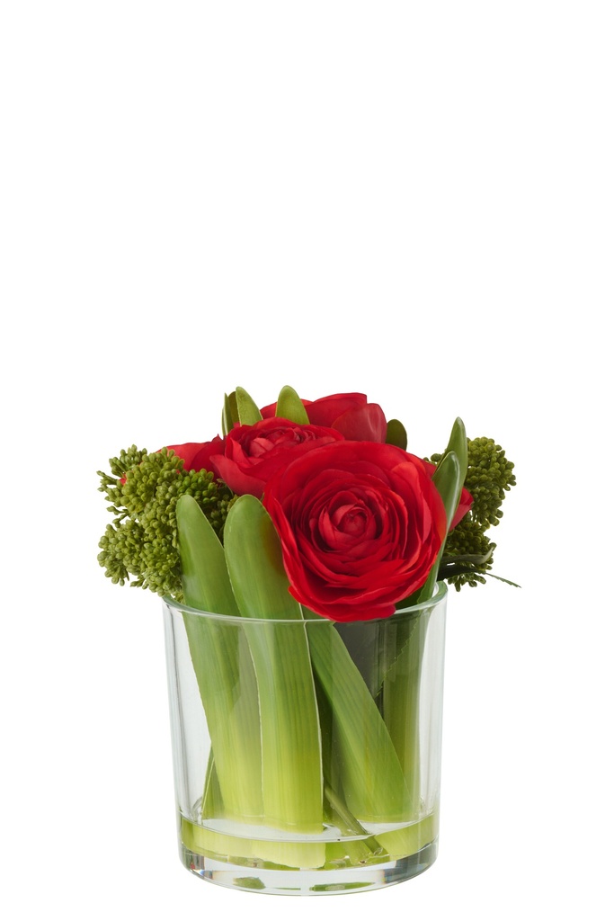 Ranunculus In Vase Fabric Red/Transparent