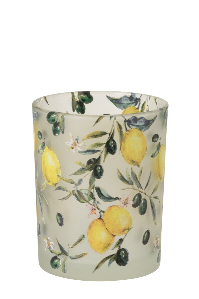 Tealight Holder Lemons Glass Yellow/Transparent