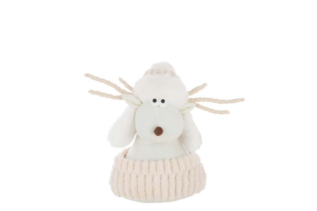 Reindeer Fur Hat Polyester White/Ecru