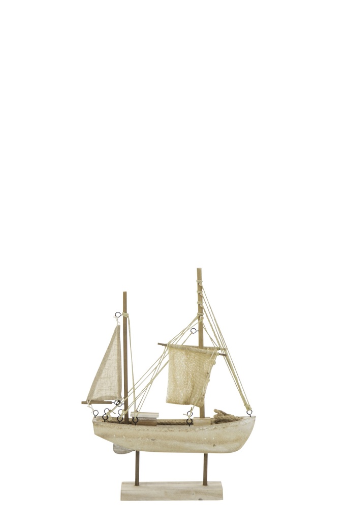 Boat Decorative Whitewash MDF/Rope Natural