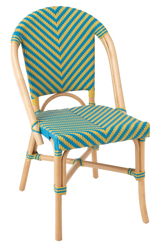 Dining Chair Geo Rattan Yellow/Azure