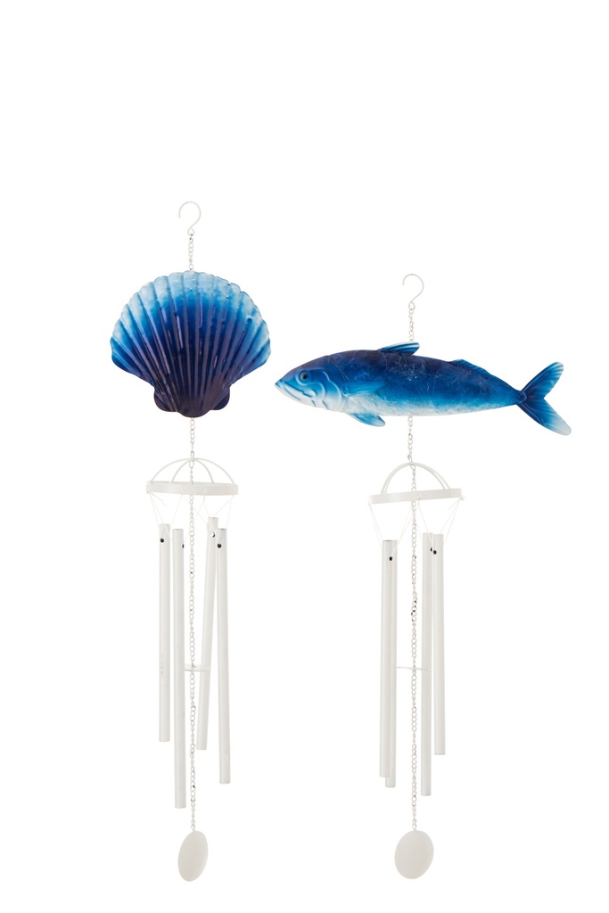Wind Chime Fish/Shell Iron Blue/White