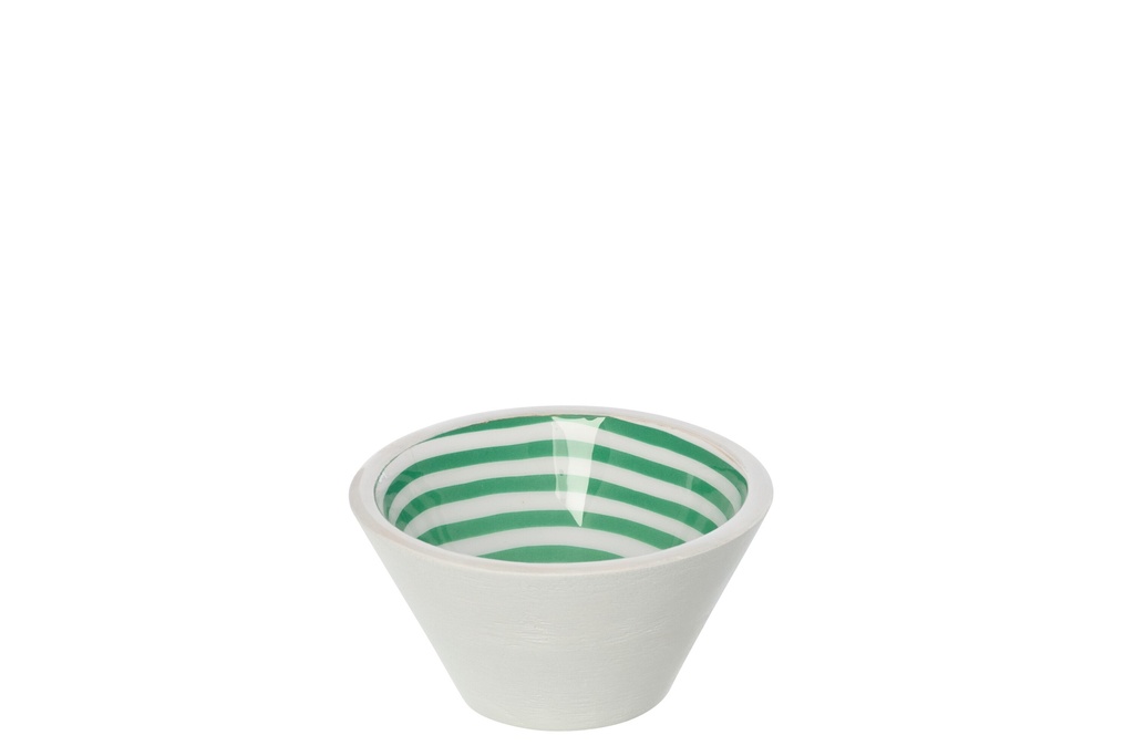 Bowl Mango Wood Green/White Small