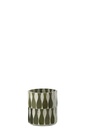Candle Holder Glass Olive/White Small