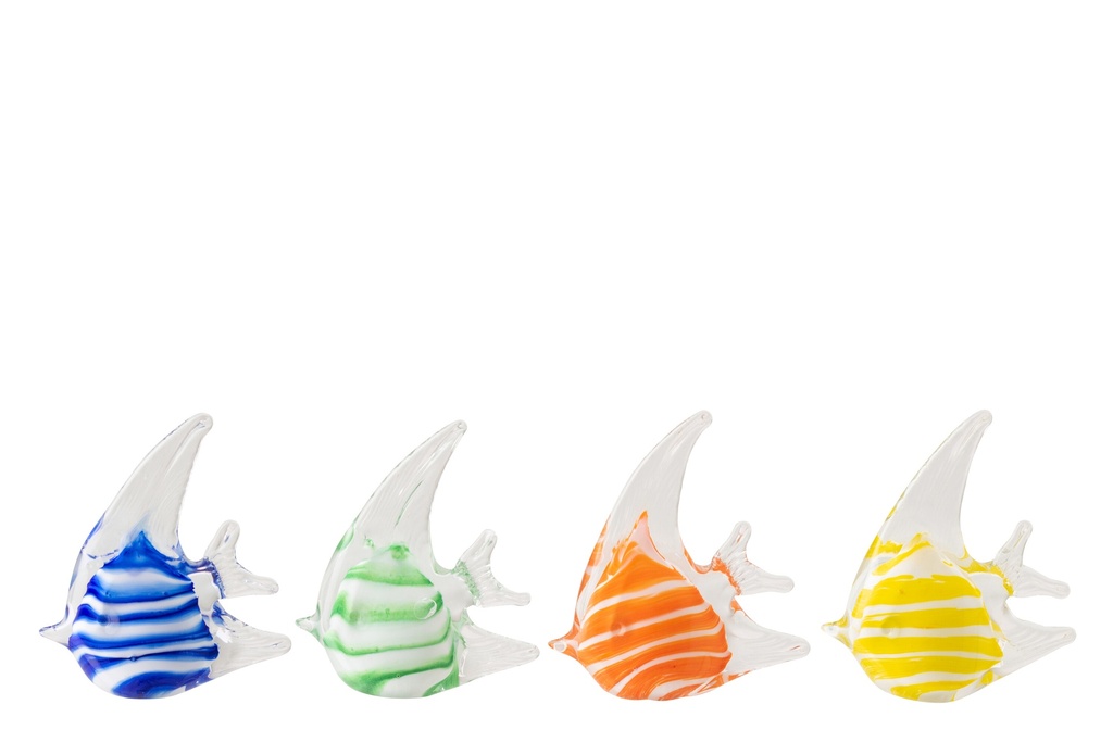 Paperweight Fish Striped Glass Multicolored