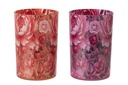 Hurricane Flowers Glass Orange/Pink Large