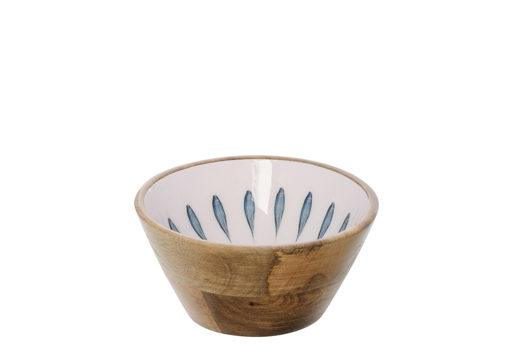 Bowl Mango Wood Dark Blue/White