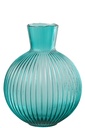 Vase Ball Ribbed Glass Turquoise