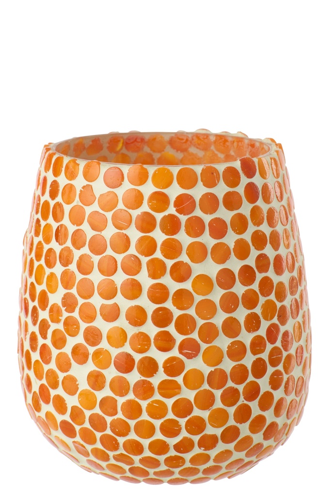 Candle Holder Mosaic Glass Orange