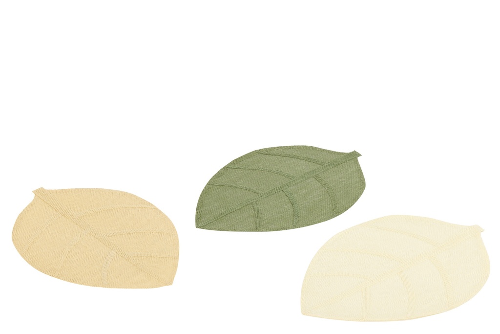 Placemat Leaf Paper Green/Ecru Assortment