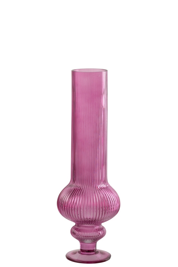 Vase Ada Ribbed Glass Fuchsia