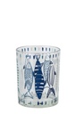 Tealight Holder Fish Glass White/Blue