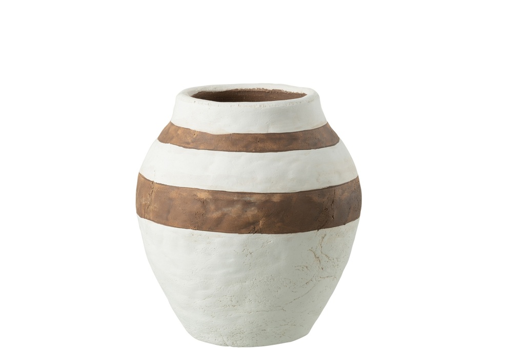 Vase Kenia Céramique Blanc/Marron Petit
