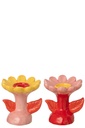Candle Holder Flower Stoneware Multicolored