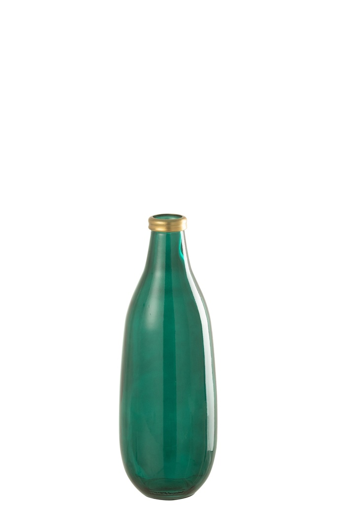 [35712] Vase Gold Rim Glass Green