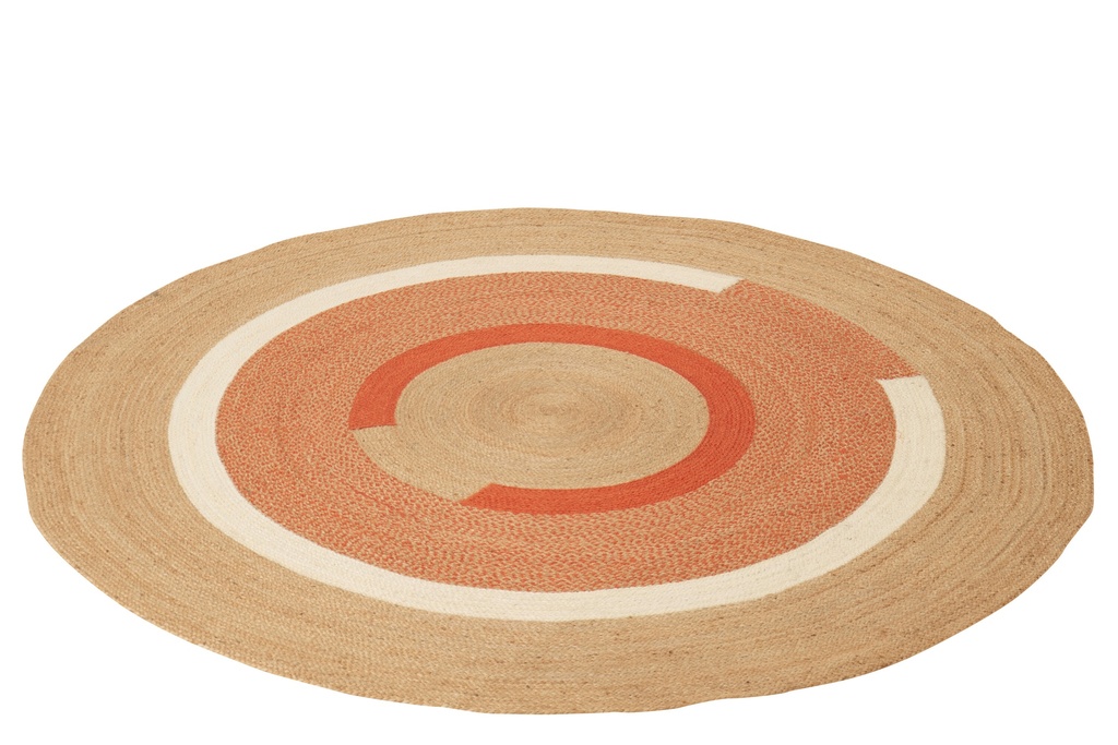 Rug Round Geometric Jute Natural/Dark