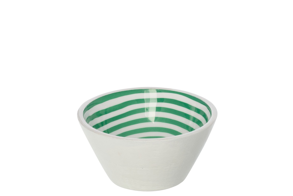 Bowl Mango Wood Green/White Medium