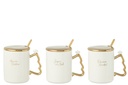 Mug+Spoon Xmas Ceramic White/Gold Assortment