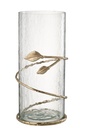 Vase Leaf Wide Glass/Iron Transparent/Gold
