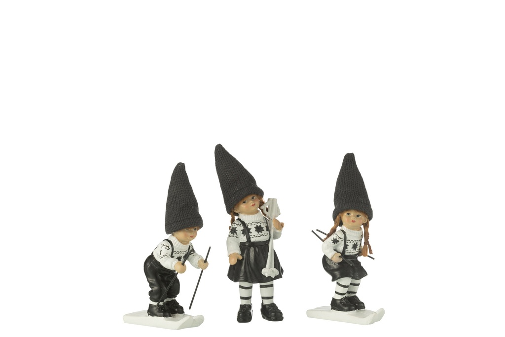 Kids Skiing Resin Black/White Small