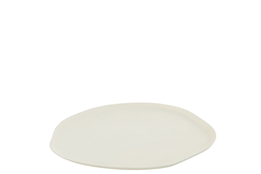 Plateau rond en aluminium blanc petit
