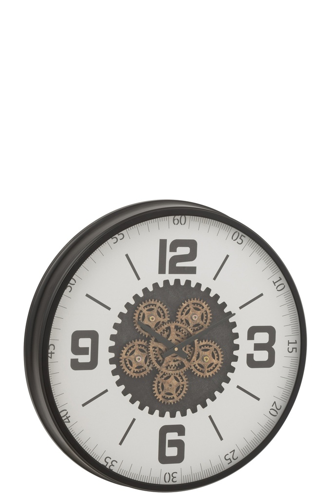 Clock Hollow Gears MDF Black/White
