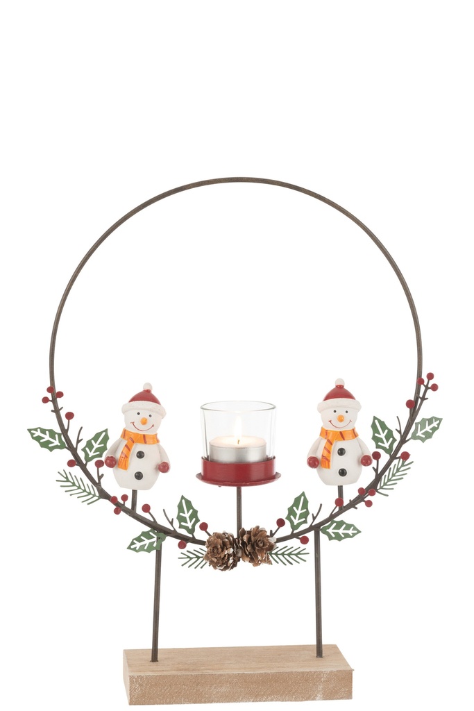 Tealight Holder Circle On Foot+Snowmen