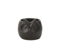 Flowerpot Owl Black Porcelain Large