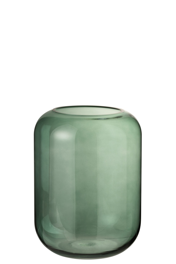 [3705] Vase Cylindre Verre Vert Moyen