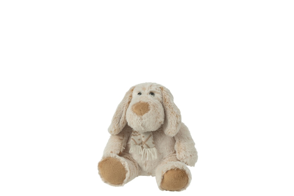 Dog+Scarf Sitting Plush Polyester Beige/Brown