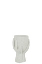 Flowerpot Hands Cement White Small