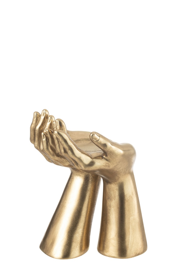 Candle Holder Palms Resin Gold