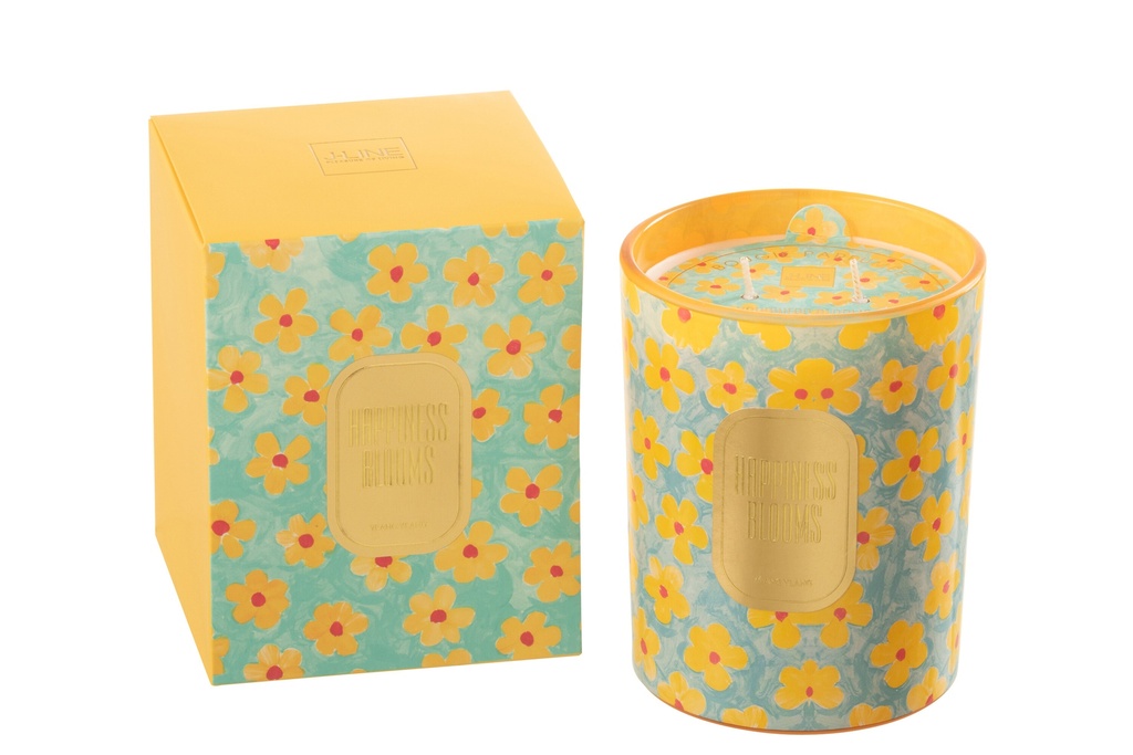 Scented Candle Flowers Azure/Yellow Large-70