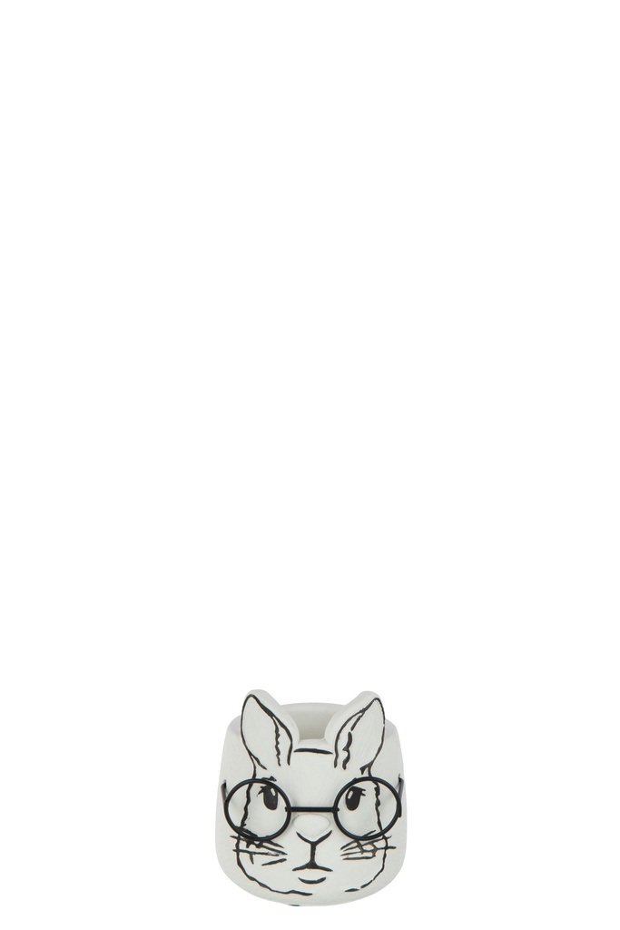 Flowerpot Rabbit Cement White Small