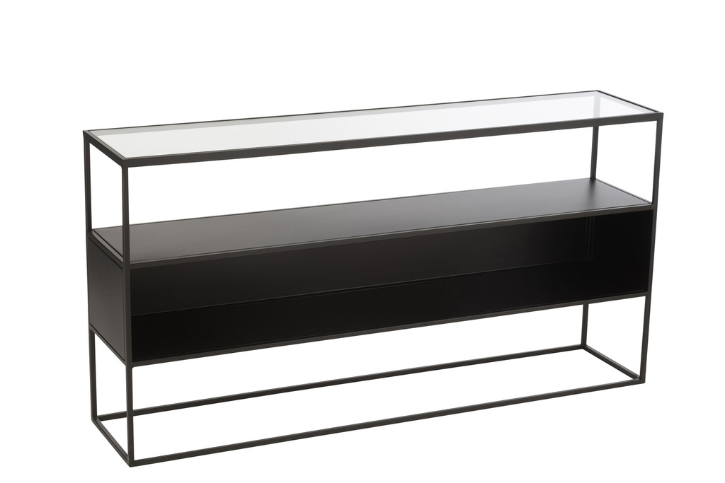 Console Square Metal/Glass Black