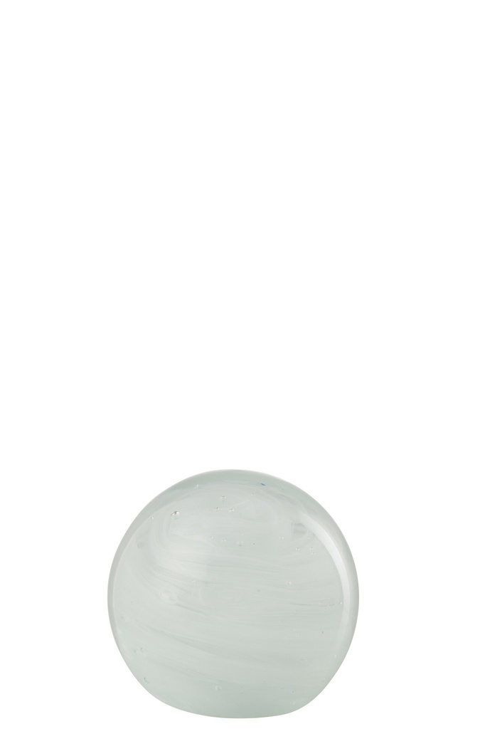 Paperweight Twister Round Glass White