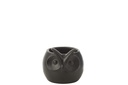 Flowerpot Owl Black Porcelain Small