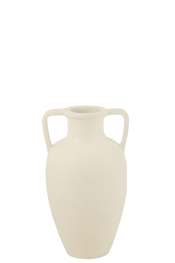 [39502] Vase 2 Bras Terre Cuite Blanc