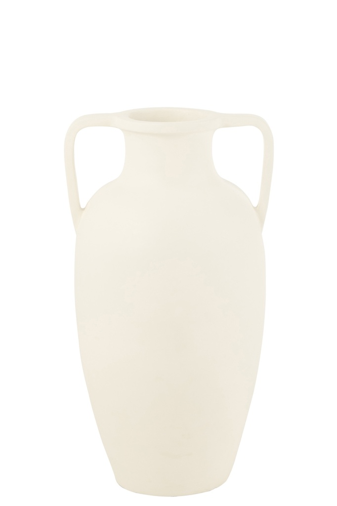 [39503] Vase 2 Bras Terre Cuite Blanc