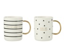 Mug Horizontal Strips/Triangle Ceramic White