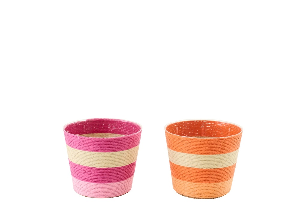 Flowerpot Striped Paper Pink/Orange Small
