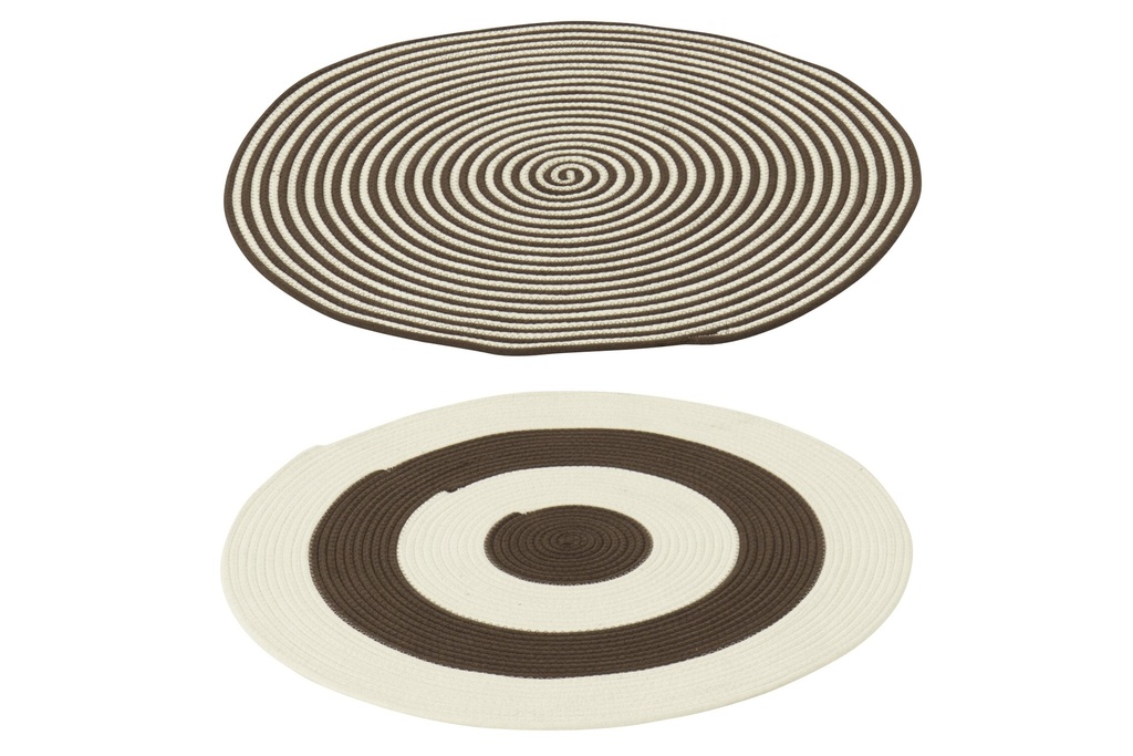 Rug Round Striped Polyester Dark