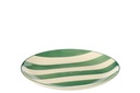 Plate Dessert Striped Stoneware Green/White