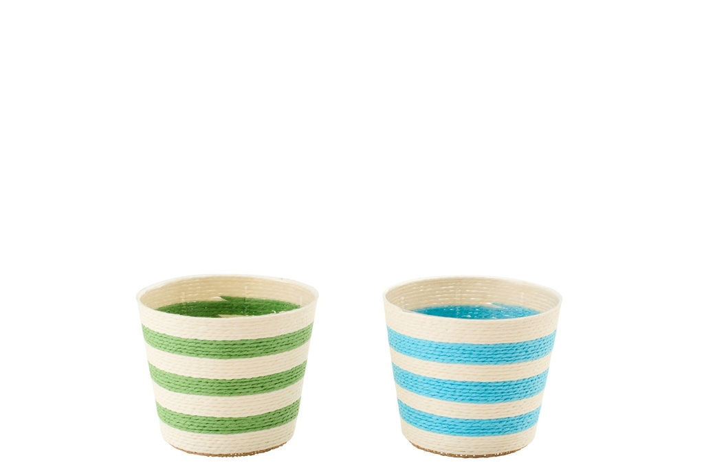 Flowerpot Striped Paper Azure Blue/Green