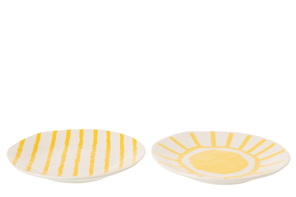 Plate Striped Dolomite White/Light Yellow
