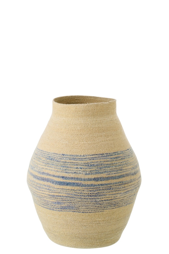Basket Striped Seagrass Natural/Blue Small
