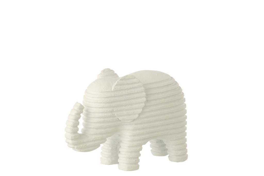 Elephant Striped Polyresin White Small